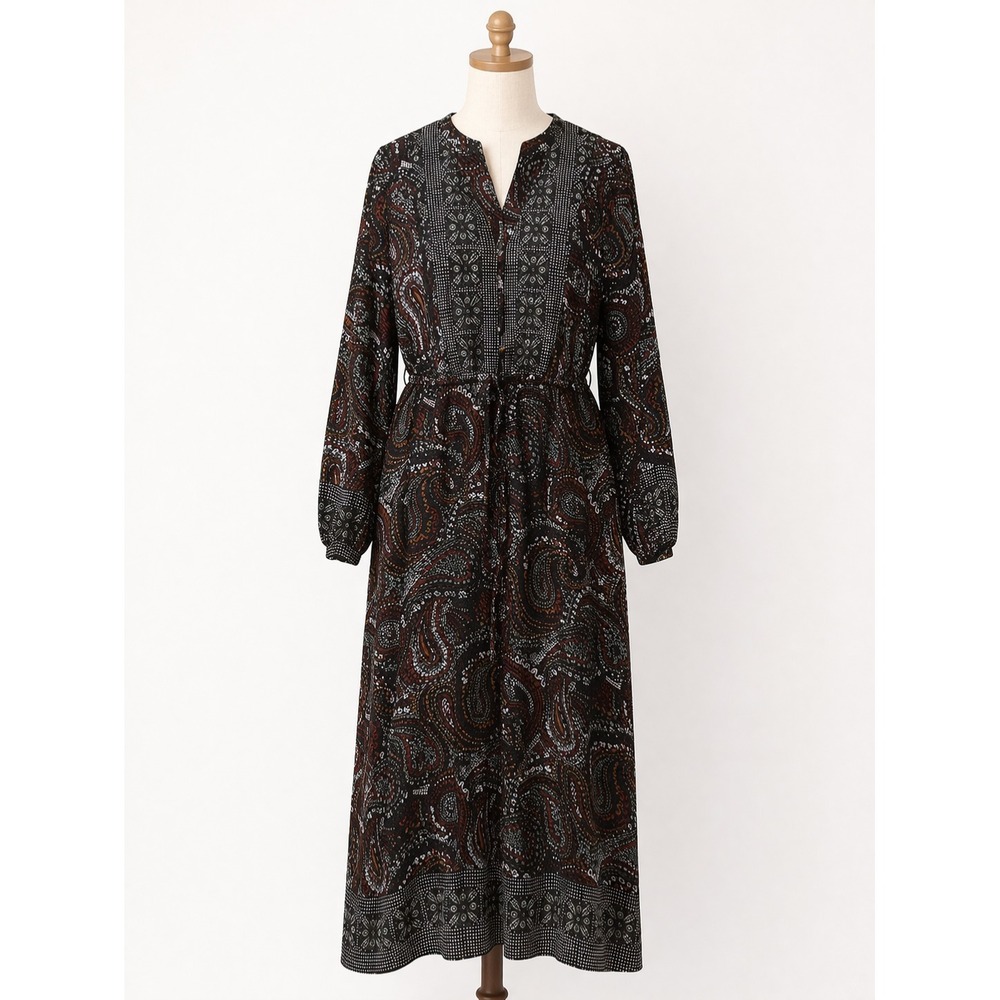 Knox Rose Dress Size L (read) Black Multicolored Elastic Waist Boho Dark cottage